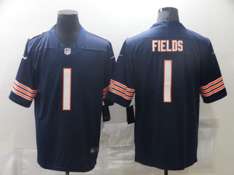 Men Chicago Bears #1 Fields Blue Nike Vapor Untouchable Limited 2021 NFL Jersey
